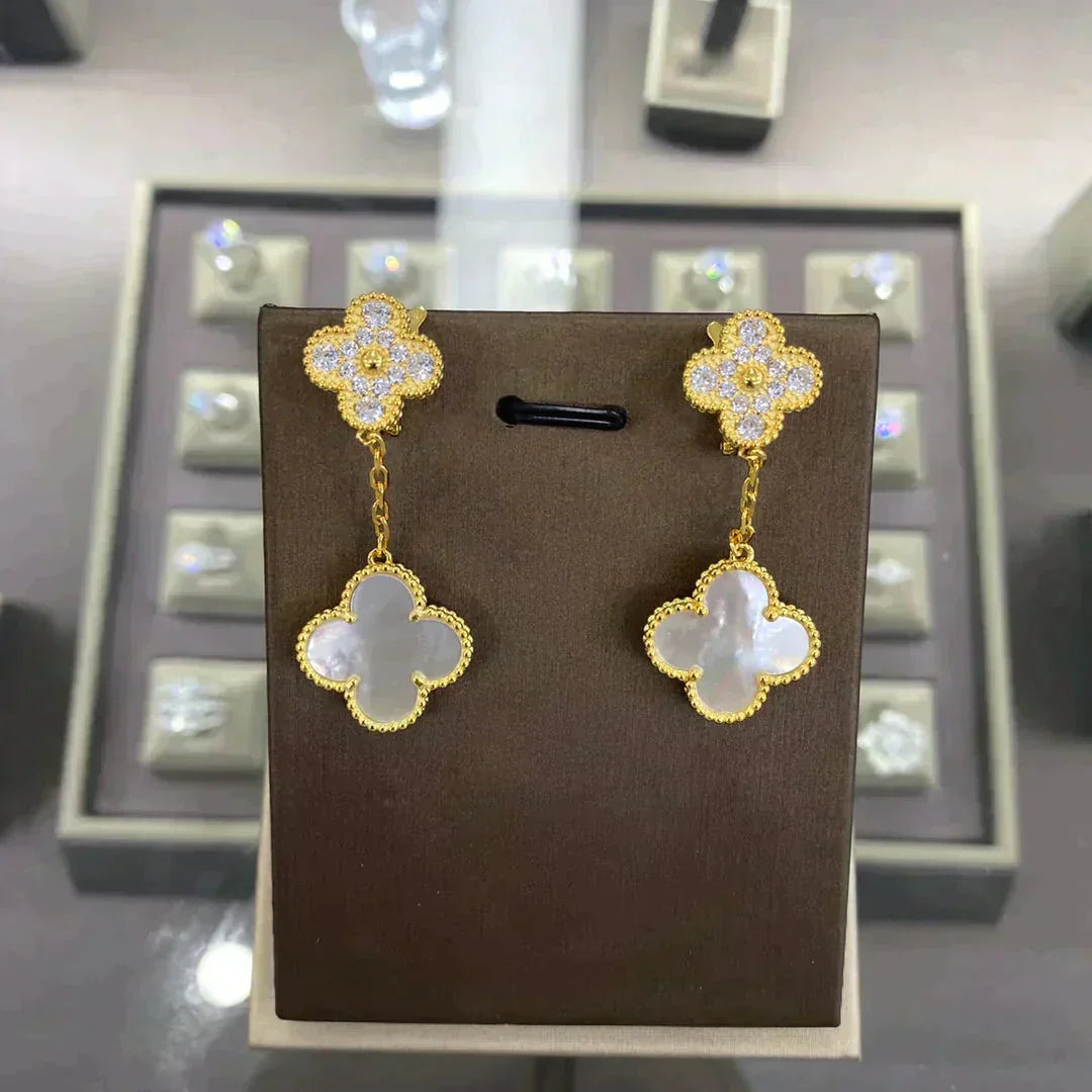 Loco CLOVER  2 MOTIFS  DIAMOND  EARRINGS (MULTIPLE CHOICESç´