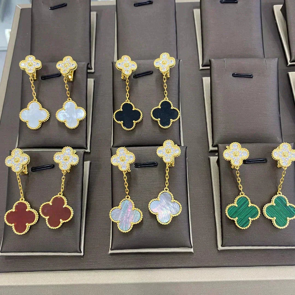 Loco CLOVER  2 MOTIFS  DIAMOND  EARRINGS (MULTIPLE CHOICESç´