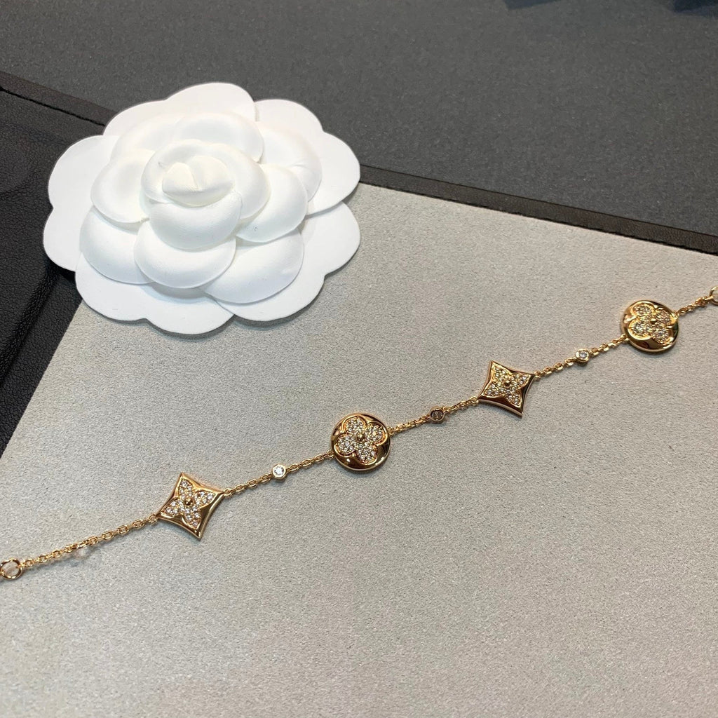 Loco STAR AND SUN 4 MOTIFS GOLD DIAMONDS BRACELET