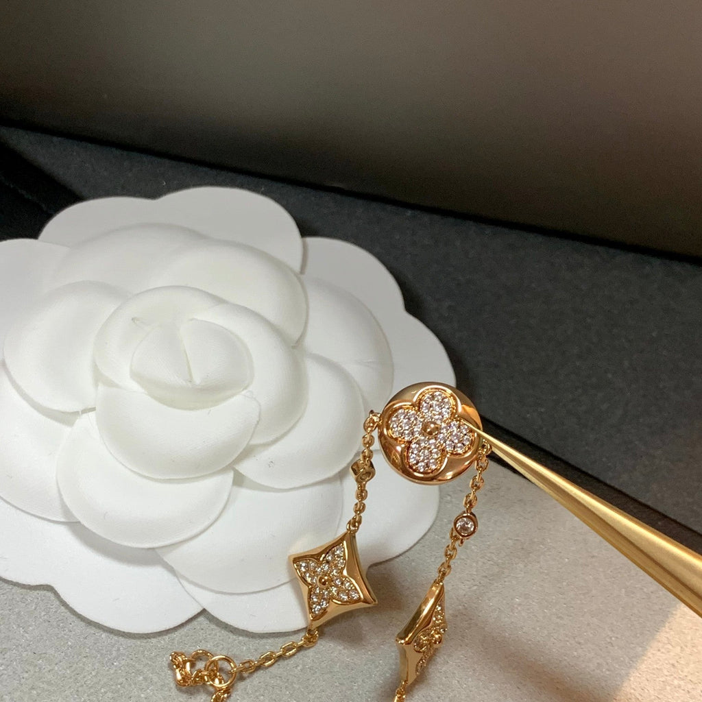 Loco STAR AND SUN 4 MOTIFS GOLD DIAMONDS BRACELET