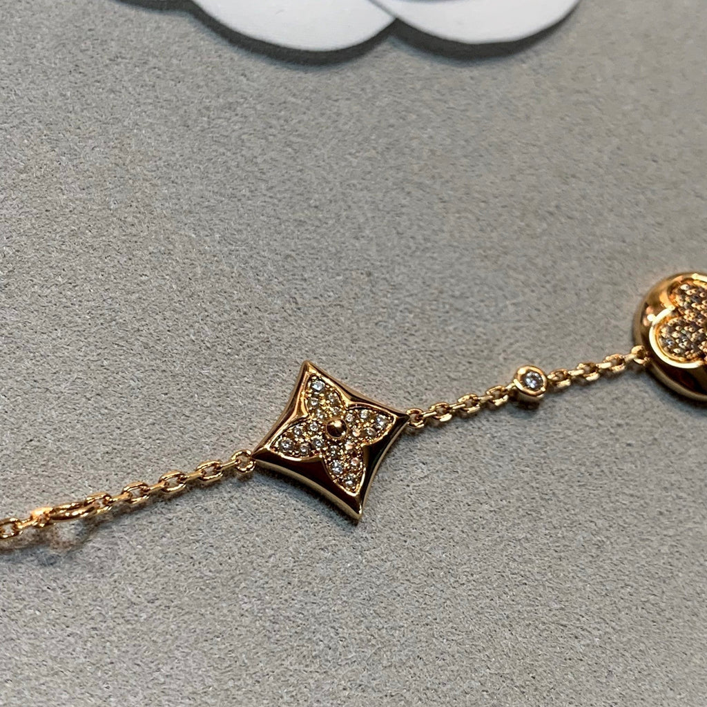 Loco STAR AND SUN 4 MOTIFS GOLD DIAMONDS BRACELET