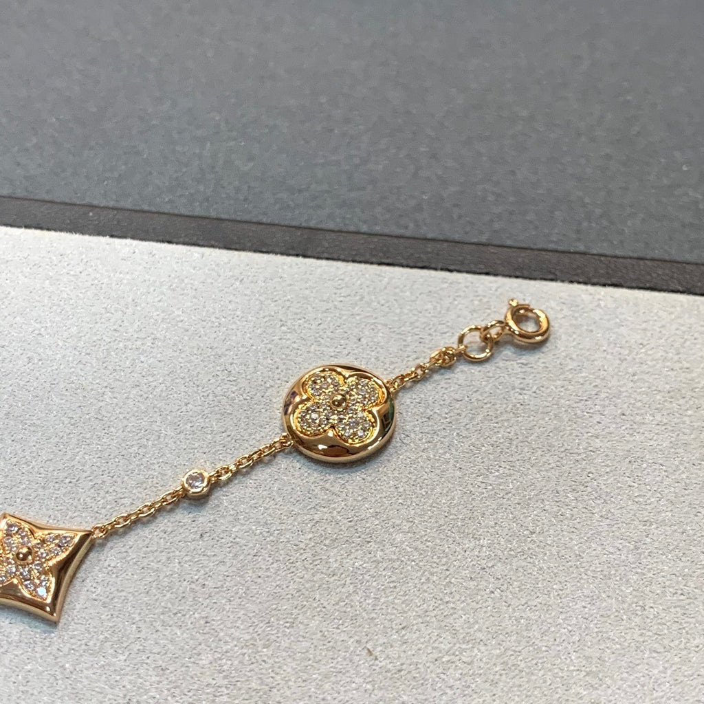 Loco STAR AND SUN 4 MOTIFS GOLD DIAMONDS BRACELET