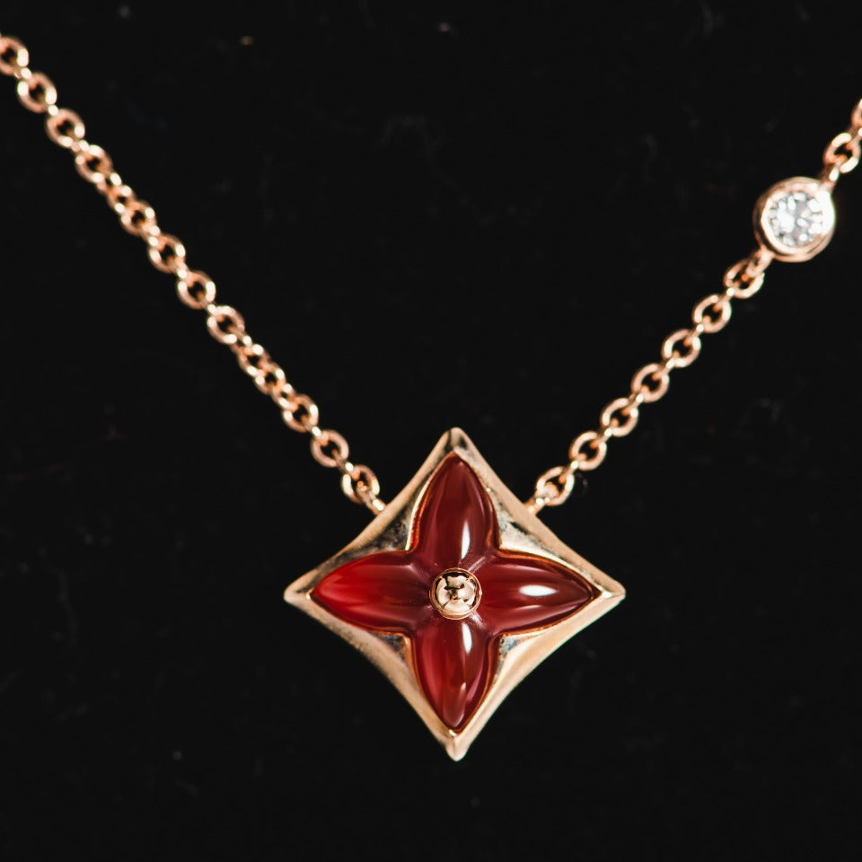 Loco STAR NECKLACE PINK GOLD 1 DIAMOND
