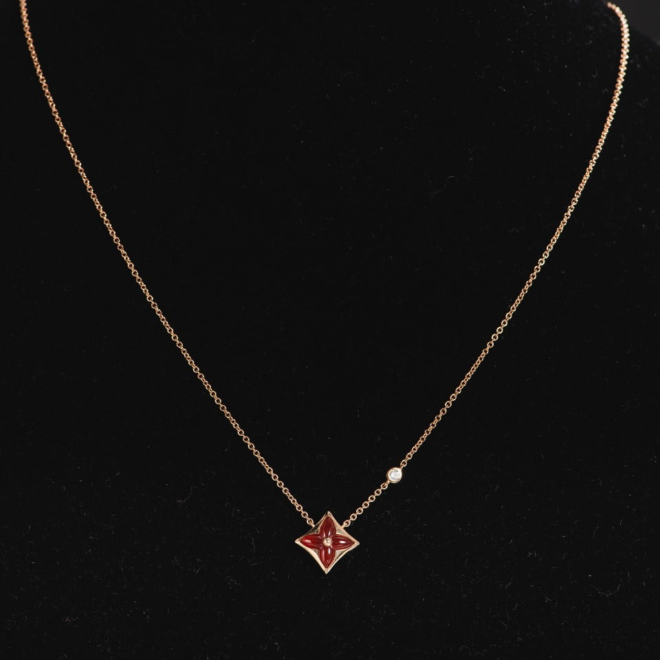 Loco STAR NECKLACE PINK GOLD 1 DIAMOND