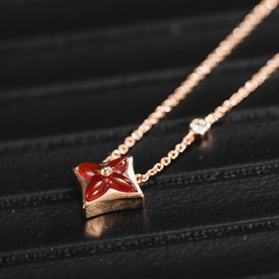 Loco STAR NECKLACE PINK GOLD 1 DIAMOND
