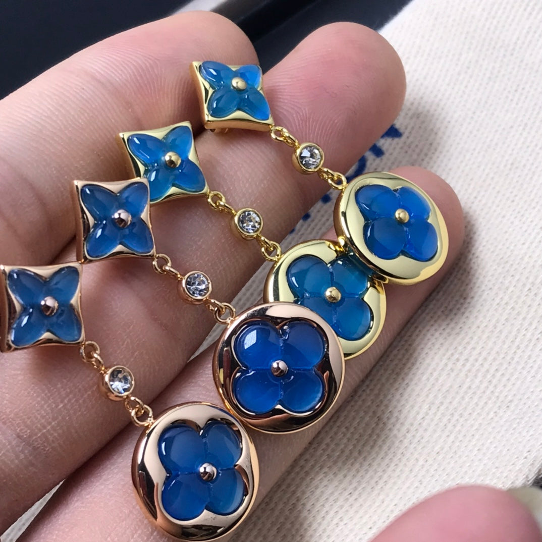 Loco STAR AND SUN AGATE DIAMOND EARRINGS