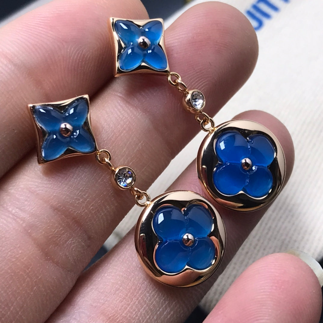 Loco STAR AND SUN AGATE DIAMOND EARRINGS