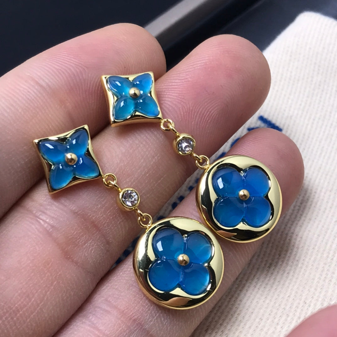 Loco STAR AND SUN AGATE DIAMOND EARRINGS