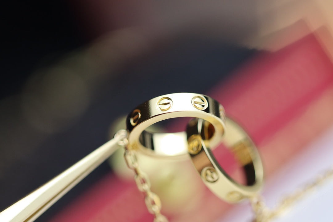 Loco LOVE NECKLACE DOUBLE RING GOLD