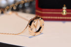 Loco LOVE NECKLACE 16MM 6 DIAMONDS PINK GOLD