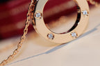 Loco LOVE NECKLACE 16MM 6 DIAMONDS PINK GOLD