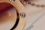 Loco LOVE NECKLACE 16MM 6 DIAMONDS PINK GOLD