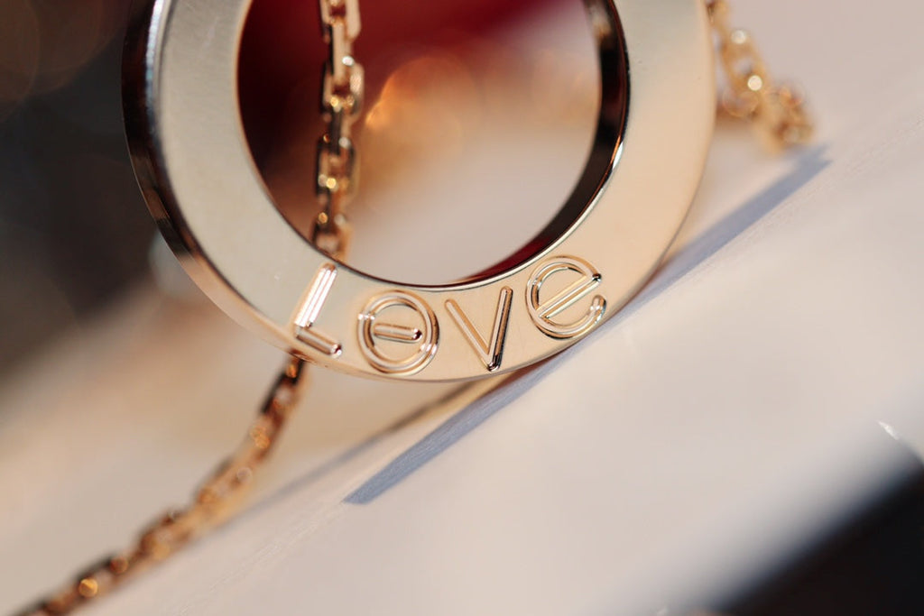 Loco LOVE NECKLACE 16MM 6 DIAMONDS PINK GOLD