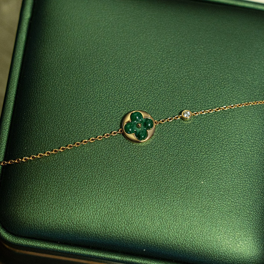 Loco SUN MALACHITE 1 DIAMOND PINK GOLD BRACELET