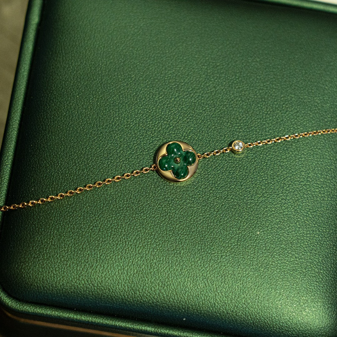 Loco SUN MALACHITE 1 DIAMOND PINK GOLD BRACELET