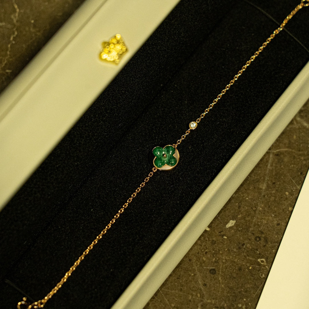 Loco SUN MALACHITE 1 DIAMOND PINK GOLD BRACELET