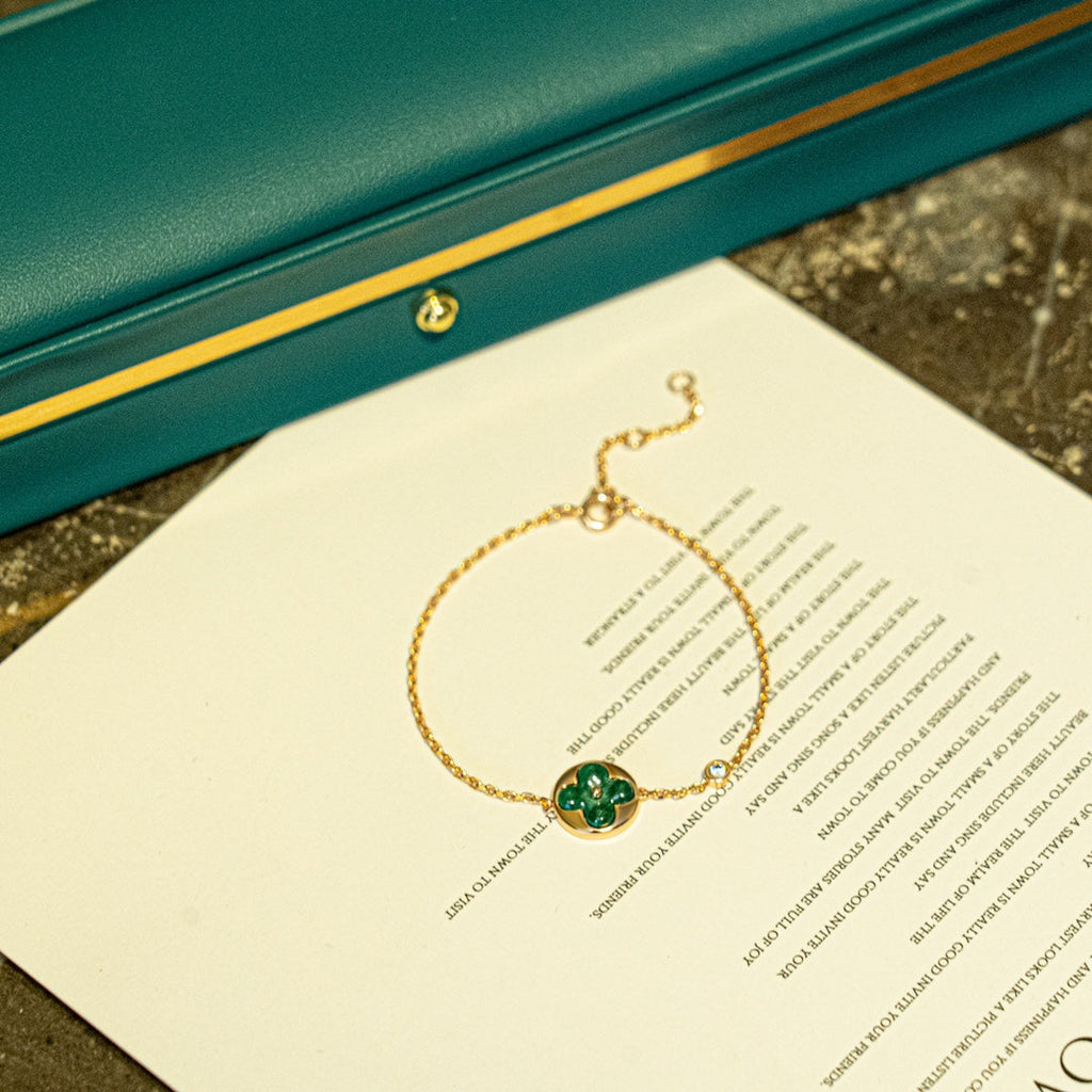 Loco SUN MALACHITE 1 DIAMOND PINK GOLD BRACELET