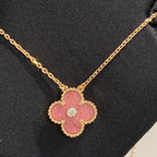Loco CLOVER 15MM DIAMOND RHODONITE NECKLACE