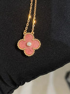 Loco CLOVER 15MM DIAMOND RHODONITE NECKLACE