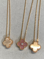 Loco CLOVER 15MM DIAMOND RHODONITE NECKLACE