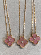 Loco CLOVER 15MM DIAMOND RHODONITE NECKLACE