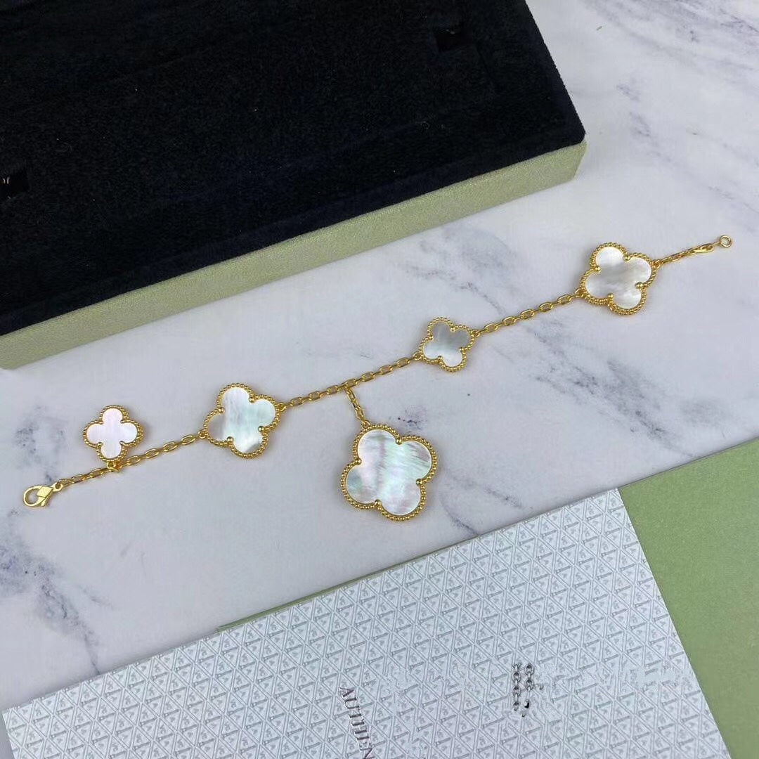 Loco MAGIC CLOVER MOP GOLD BRACELET 5 MOTIFS