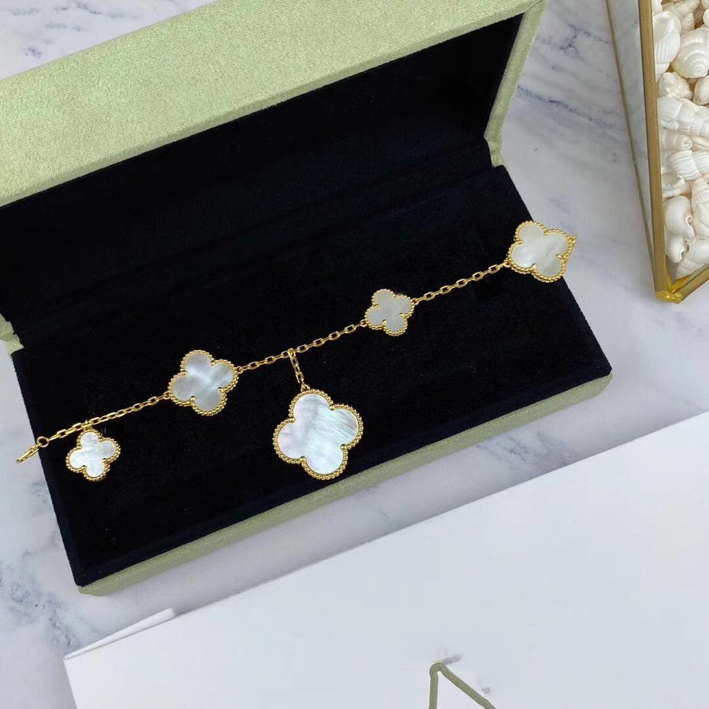 Loco MAGIC CLOVER MOP GOLD BRACELET 5 MOTIFS