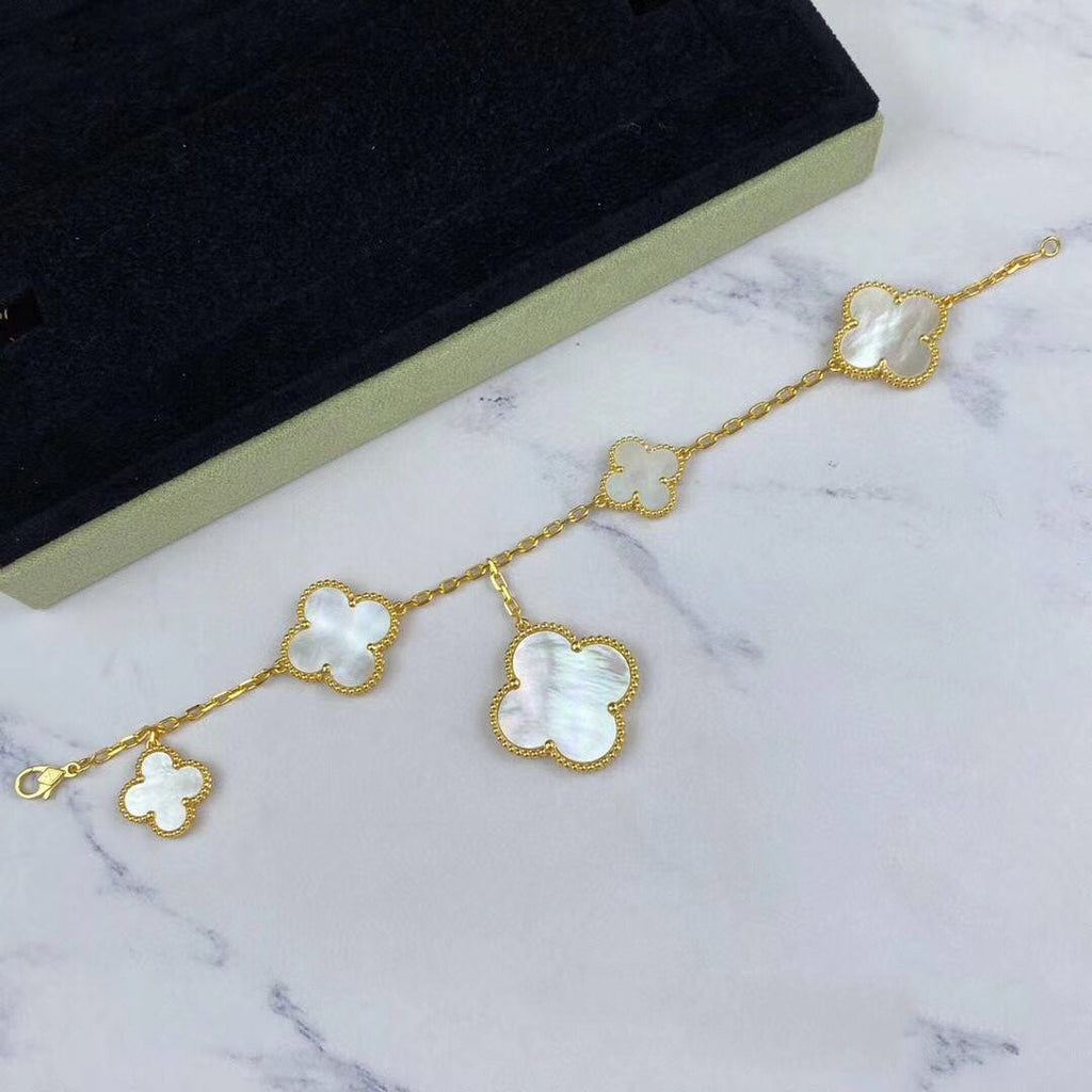 Loco MAGIC CLOVER MOP GOLD BRACELET 5 MOTIFS