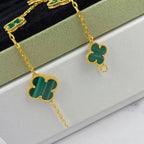 Loco MAGIC CLOVER MALACHITE GOLD BRACELET 5 MOTIFS