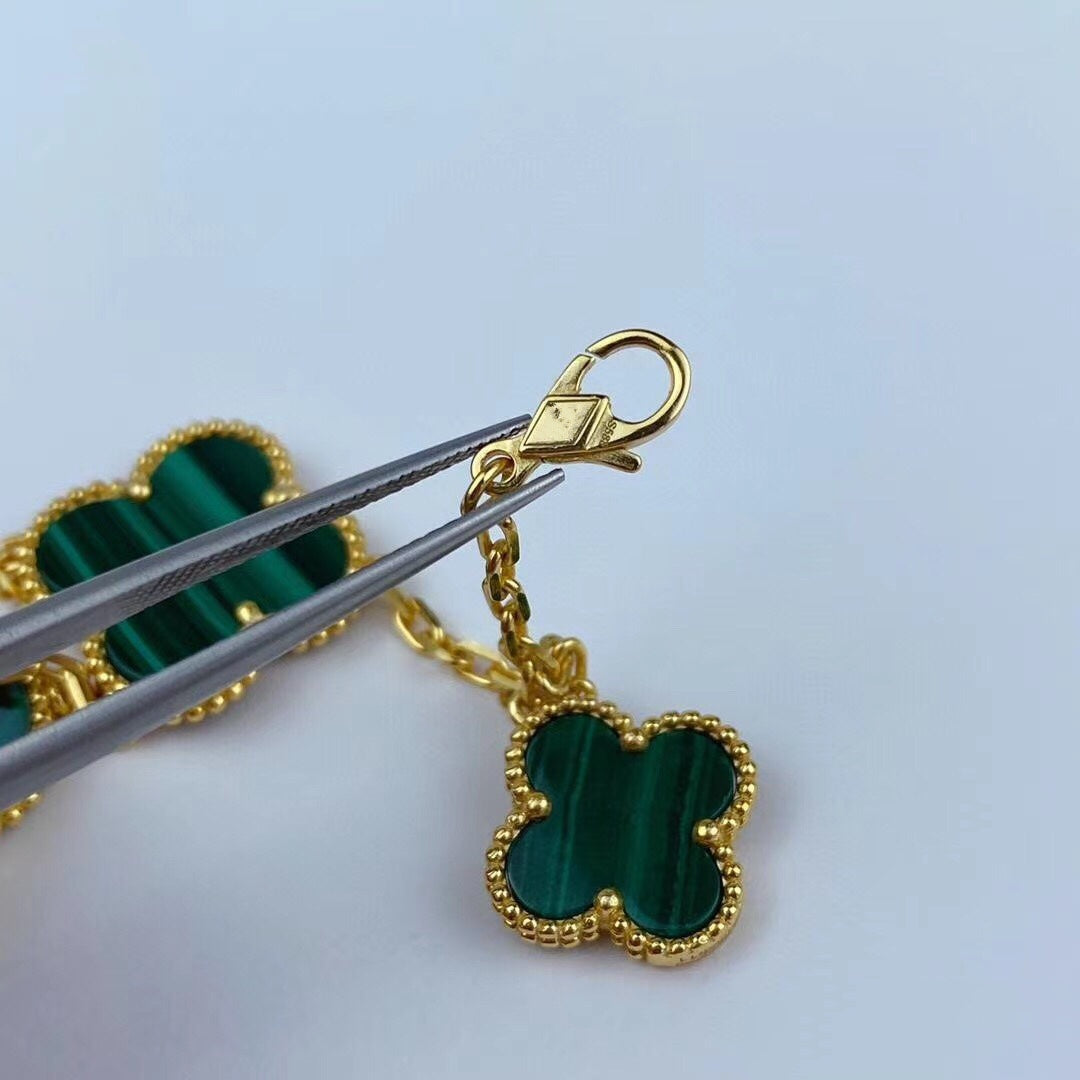 Loco MAGIC CLOVER MALACHITE GOLD BRACELET 5 MOTIFS