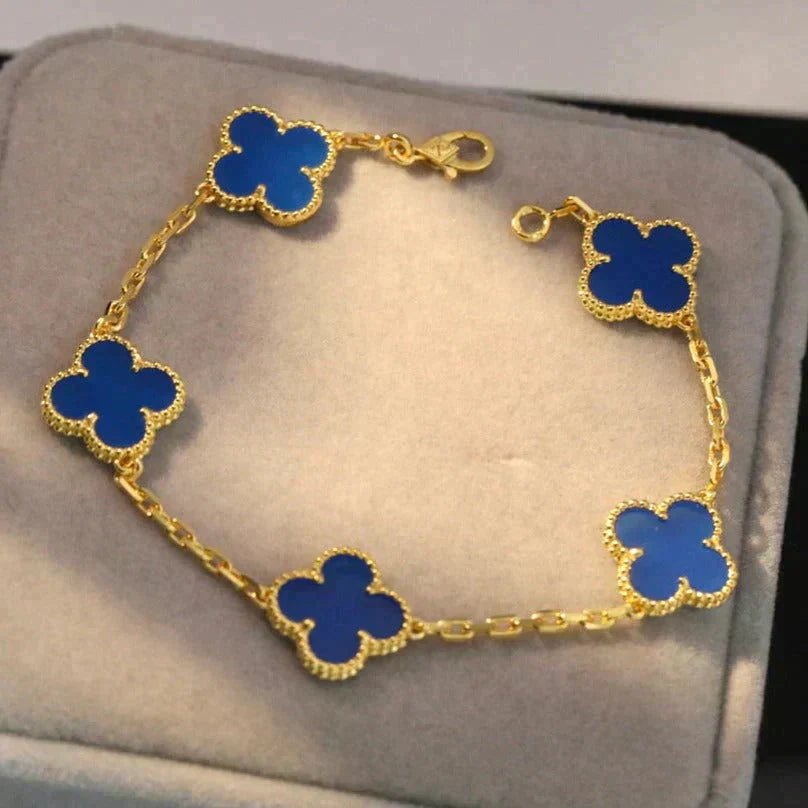 [Loco ]New CLOVER 5 MOTIF BLUE AGATE BRACELET COLLECTION