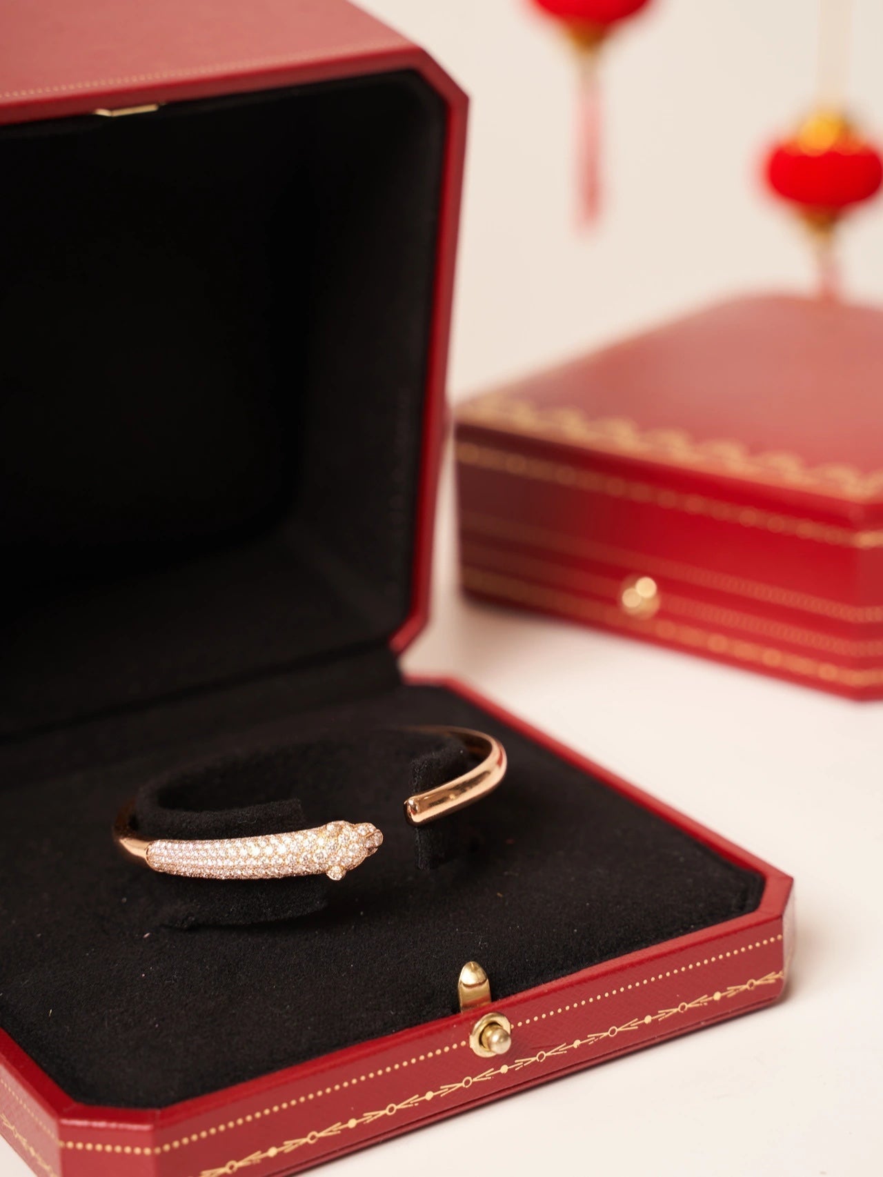 Loco PANTHERE ROSE GOLD DIAMOND OPEN BRACELET