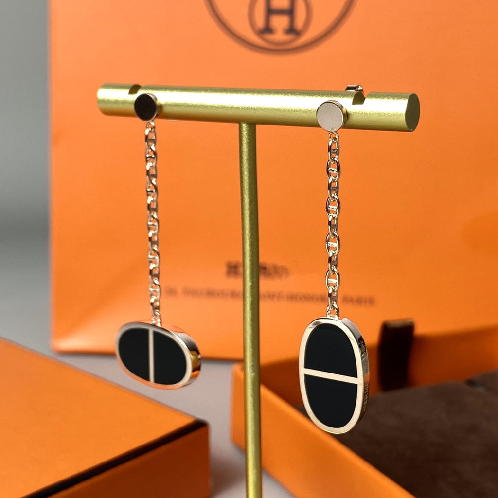 Loco CHAINE VERSO BLACK CERAMIC EARRINGS