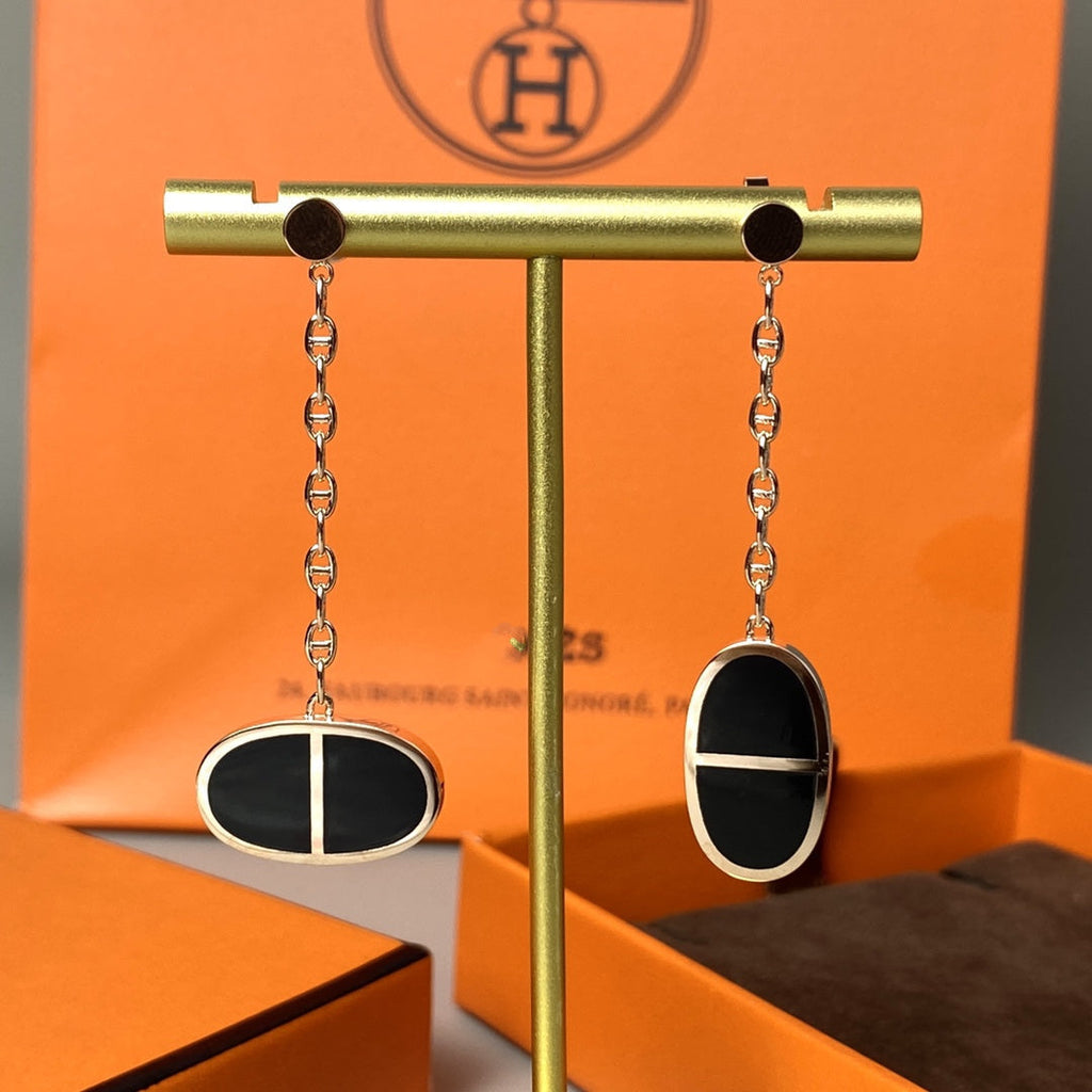 Loco CHAINE VERSO BLACK CERAMIC EARRINGS
