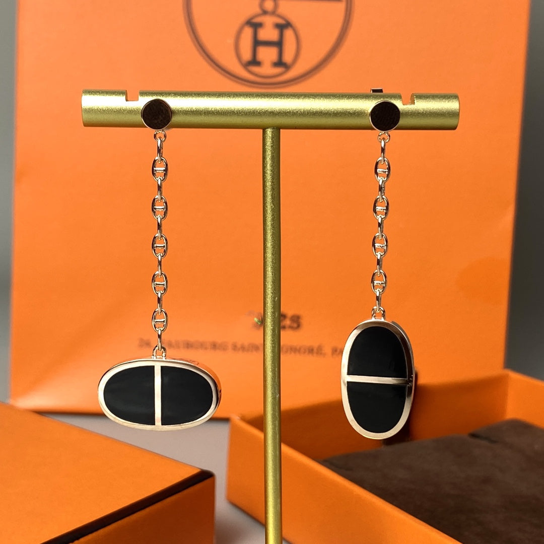 Loco CHAINE VERSO BLACK CERAMIC EARRINGS