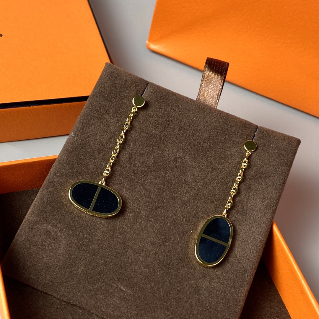 Loco CHAINE VERSO BLACK CERAMIC EARRINGS