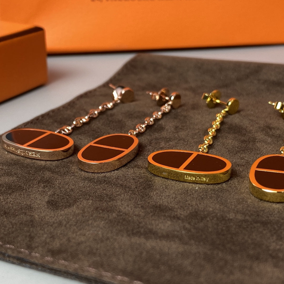 Loco CHAINE VERSO BLACK CERAMIC EARRINGS