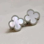 Loco CLOVER MEDIUM 1 MOTIFS  WHITE MOP EARRINGS SILVER
