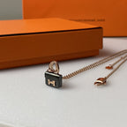 Loco CONSTANCE BLACK PEDANT PINK GOLD NECKLACE