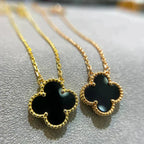 Loco CLOVER 15MM BLACK ONYX SINGLE FLOWER NECKLACE