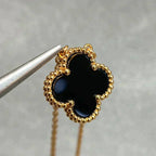 Loco CLOVER 15MM BLACK ONYX SINGLE FLOWER NECKLACE