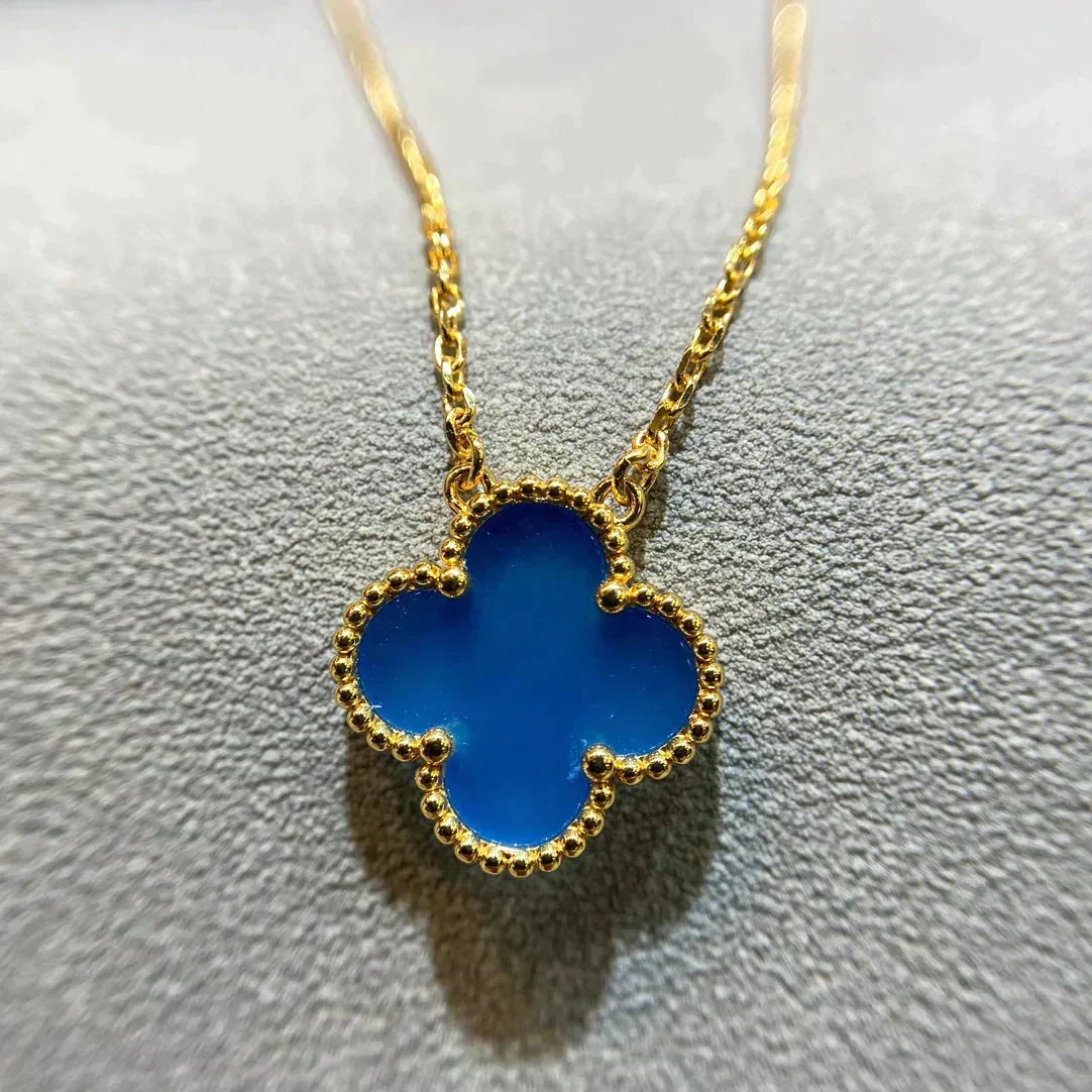 Loco CLOVER 15MM BLUE AGATE NECKLACE