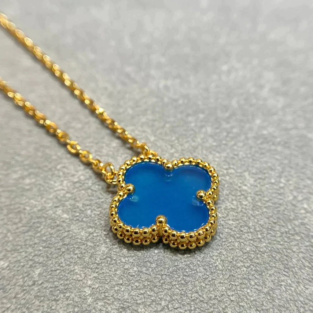 Loco CLOVER 15MM BLUE AGATE NECKLACE