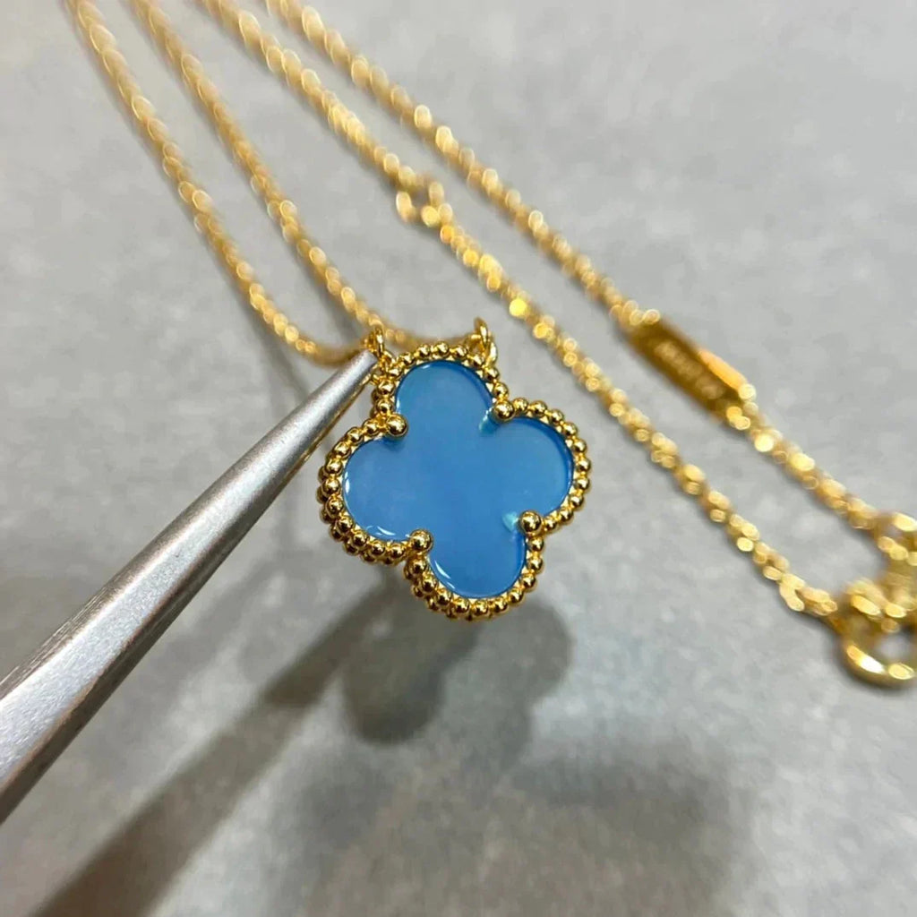 Loco CLOVER 15MM BLUE AGATE NECKLACE