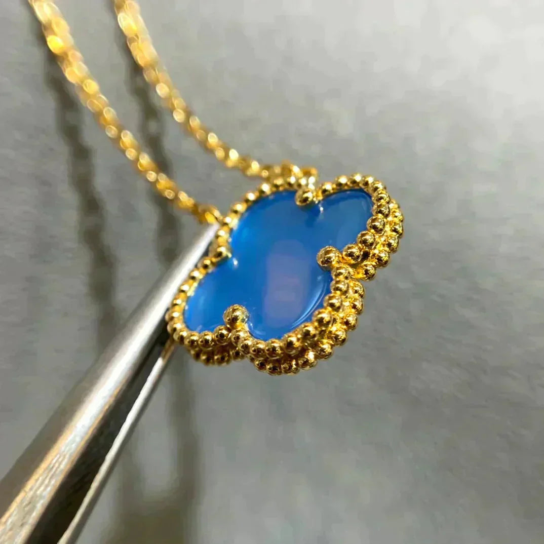 Loco CLOVER 15MM BLUE AGATE NECKLACE