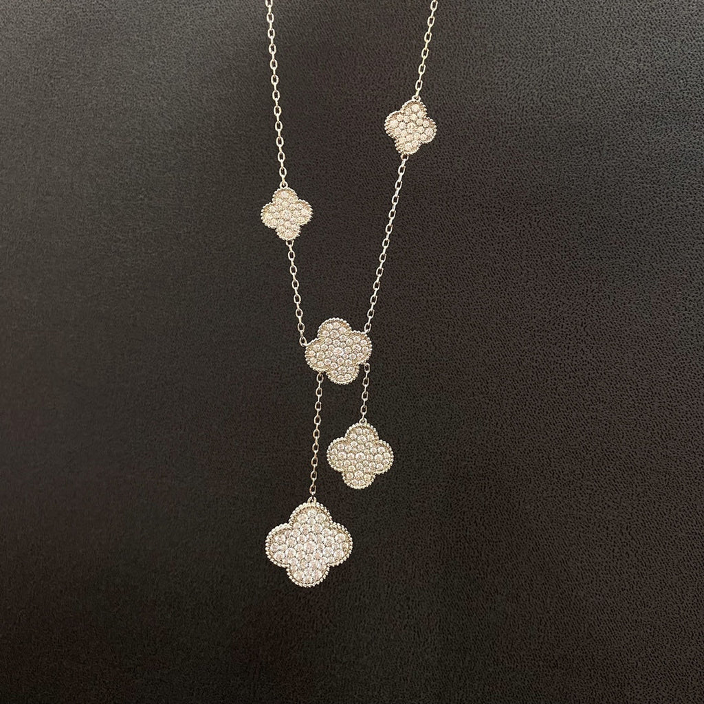 Loco CLOVER 5 MOTIFS SILVER DIAMONDS NECKLACE
