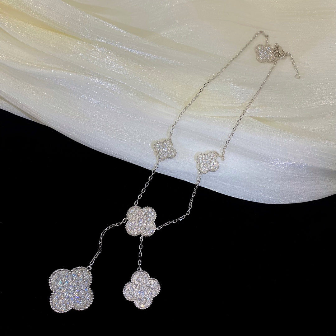 Loco CLOVER 5 MOTIFS SILVER DIAMONDS NECKLACE