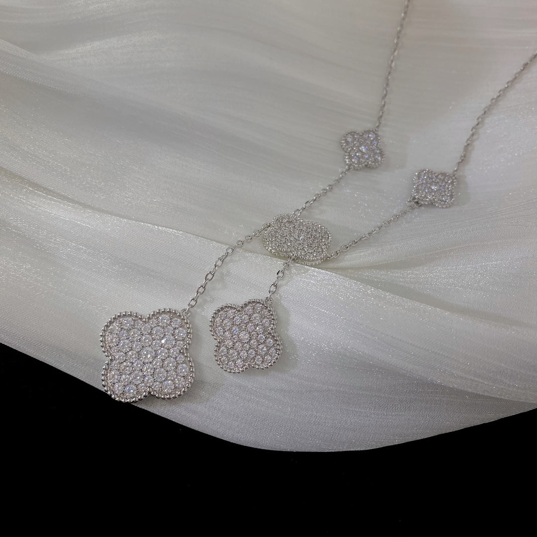 Loco CLOVER 5 MOTIFS SILVER DIAMONDS NECKLACE