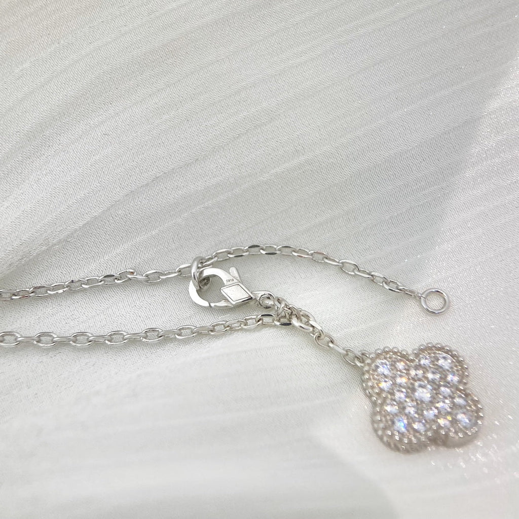 Loco CLOVER 5 MOTIFS SILVER DIAMONDS NECKLACE