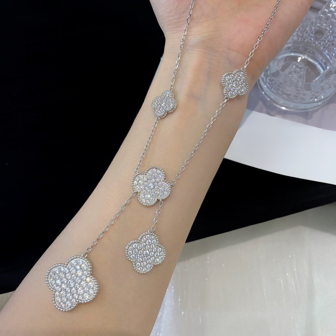 Loco CLOVER 5 MOTIFS SILVER DIAMONDS NECKLACE